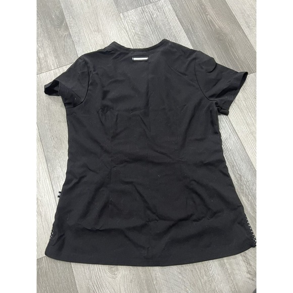 Koi Basics Womens Stretch Scrub Black V Neck Short Sleeve Pockets Size S - Picture 6 of 6